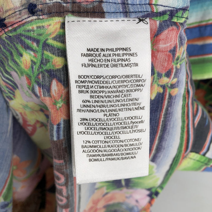 Ralph Lauren POLO RALPH LAUREN CUSTOM FIT All-over Floral Print Open Collar Hawaiian Aloha Shirt Boxy Shirt linen red type Vintage Second Hand