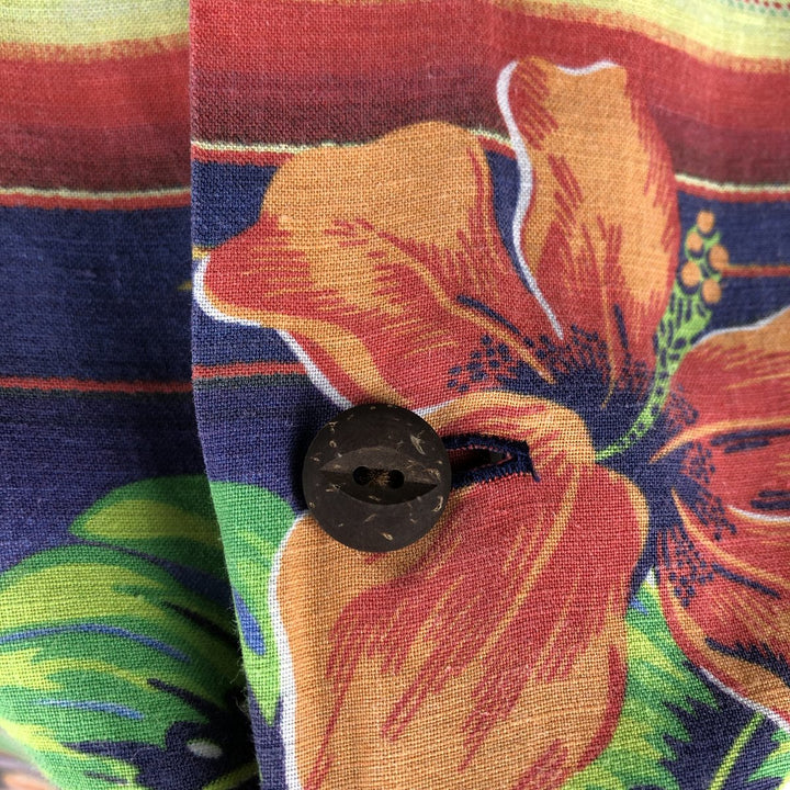 Ralph Lauren POLO RALPH LAUREN CUSTOM FIT All-over Floral Print Open Collar Hawaiian Aloha Shirt Boxy Shirt linen red type Vintage Second Hand