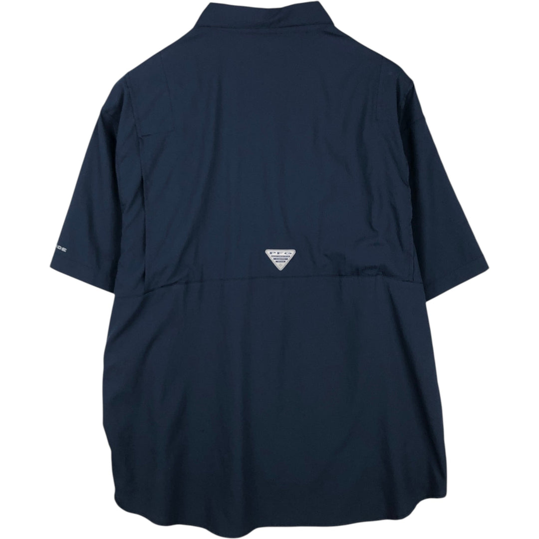 Columbia PFG OMNI-SHADE Short-Sleeve Fishing Shirt, Men's Size XL (approx.) polyester navy blue type Vintage Second Hand