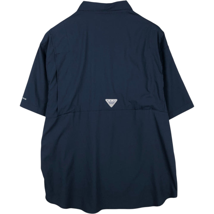 Columbia PFG OMNI-SHADE Short-Sleeve Fishing Shirt, Men's Size XL (approx.) polyester navy blue type Vintage Second Hand