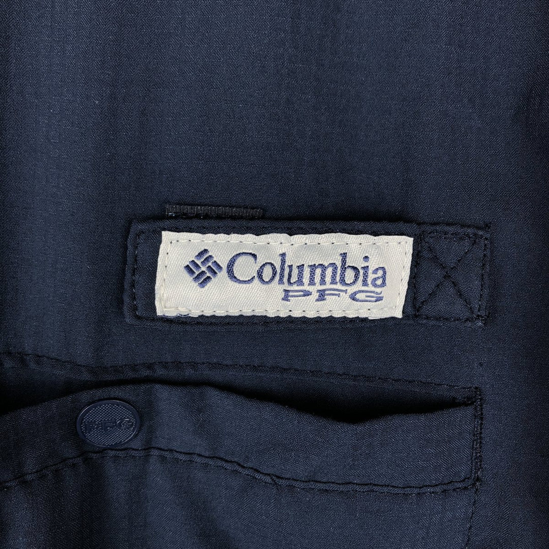 Columbia PFG OMNI-SHADE Short-Sleeve Fishing Shirt, Men's Size XL (approx.) polyester navy blue type Vintage Second Hand