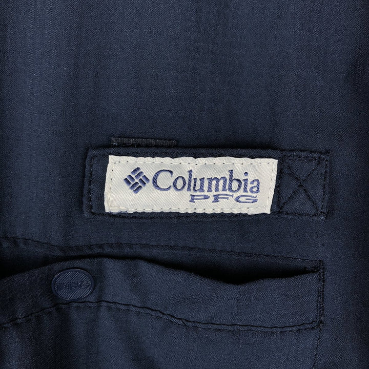 Columbia PFG OMNI-SHADE Short-Sleeve Fishing Shirt, Men's Size XL (approx.) polyester navy blue type Vintage Second Hand