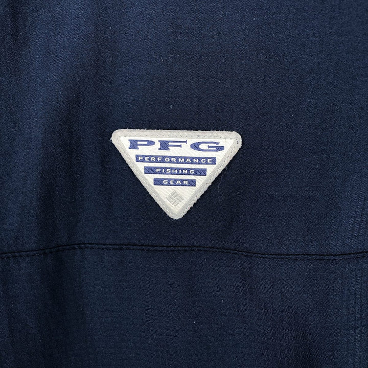 Columbia PFG OMNI-SHADE Short-Sleeve Fishing Shirt, Men's Size XL (approx.) polyester navy blue type Vintage Second Hand