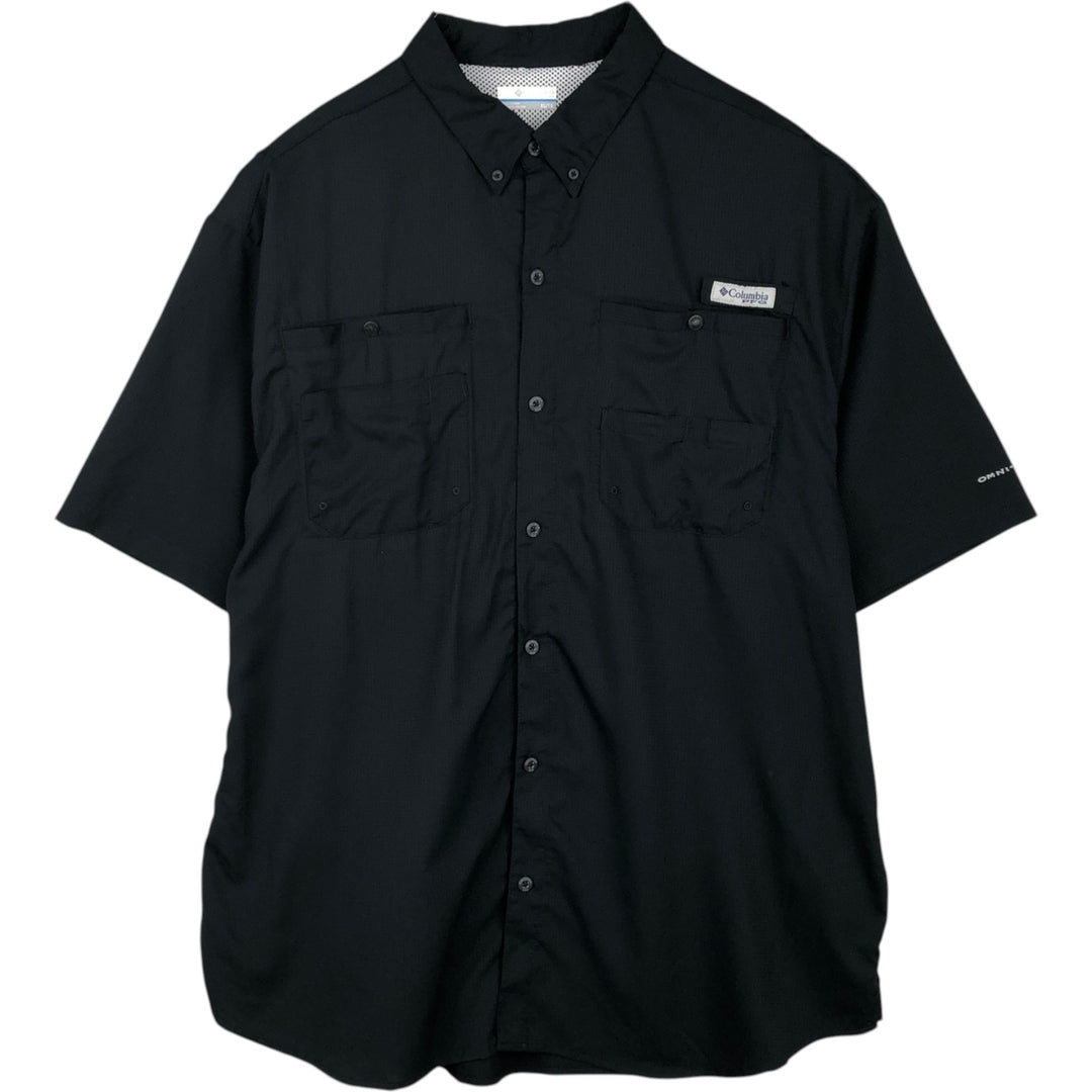 Columbia PFG OMNI-SHADE Short-Sleeve Fishing Shirt, Men's Size XL (approx.) polyester black type Vintage Second Hand