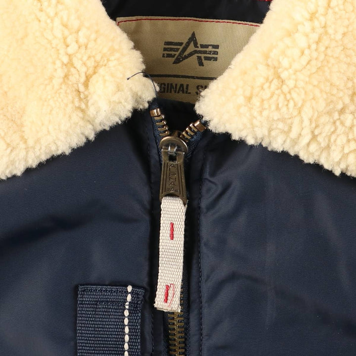 Civilian Alpha B-15 Type Padded Military Flight Jacket, Men's Size L Nylon navy blue type Vintage Second Hand
