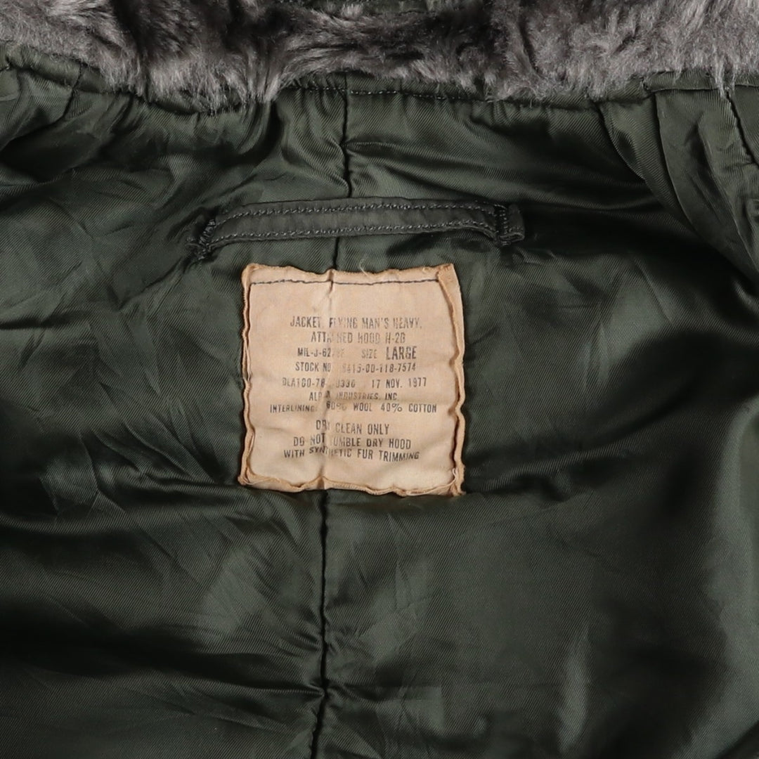 1970'S US Military Issue Padded Military Flight Jacket, Made in USA, Large (Men's L equivalent), Vintage unclear Khaki type Vintage Second Hand