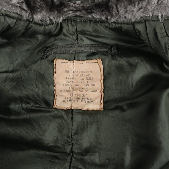 1970'S US Military Issue Padded Military Flight Jacket, Made in USA, Large (Men's L equivalent), Vintage unclear Khaki type Vintage Second Hand