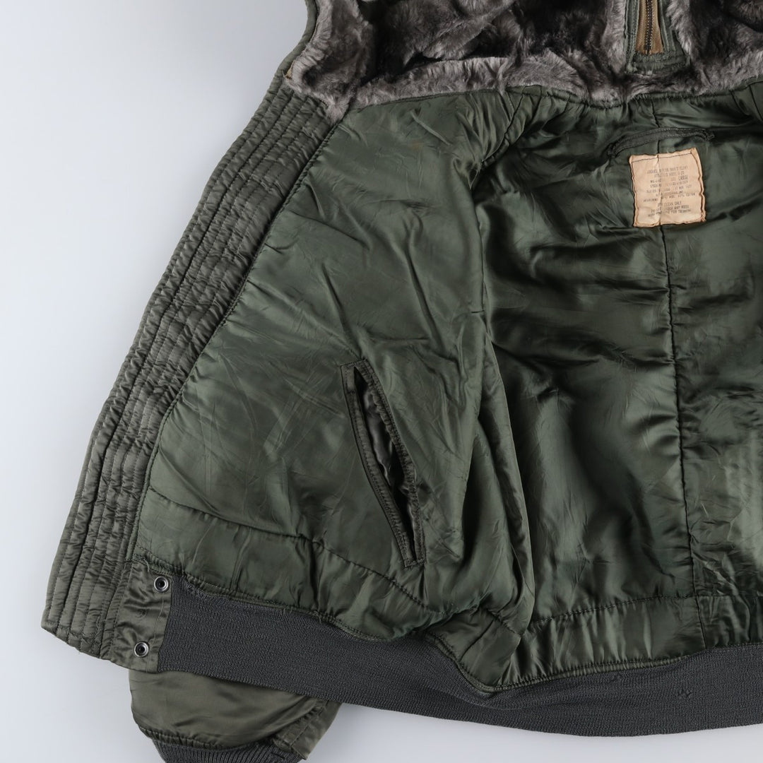 1970'S US Military Issue Padded Military Flight Jacket, Made in USA, Large (Men's L equivalent), Vintage unclear Khaki type Vintage Second Hand