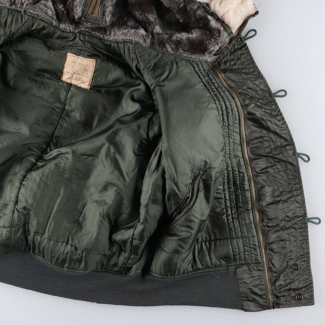 1970'S US Military Issue Padded Military Flight Jacket, Made in USA, Large (Men's L equivalent), Vintage unclear Khaki type Vintage Second Hand