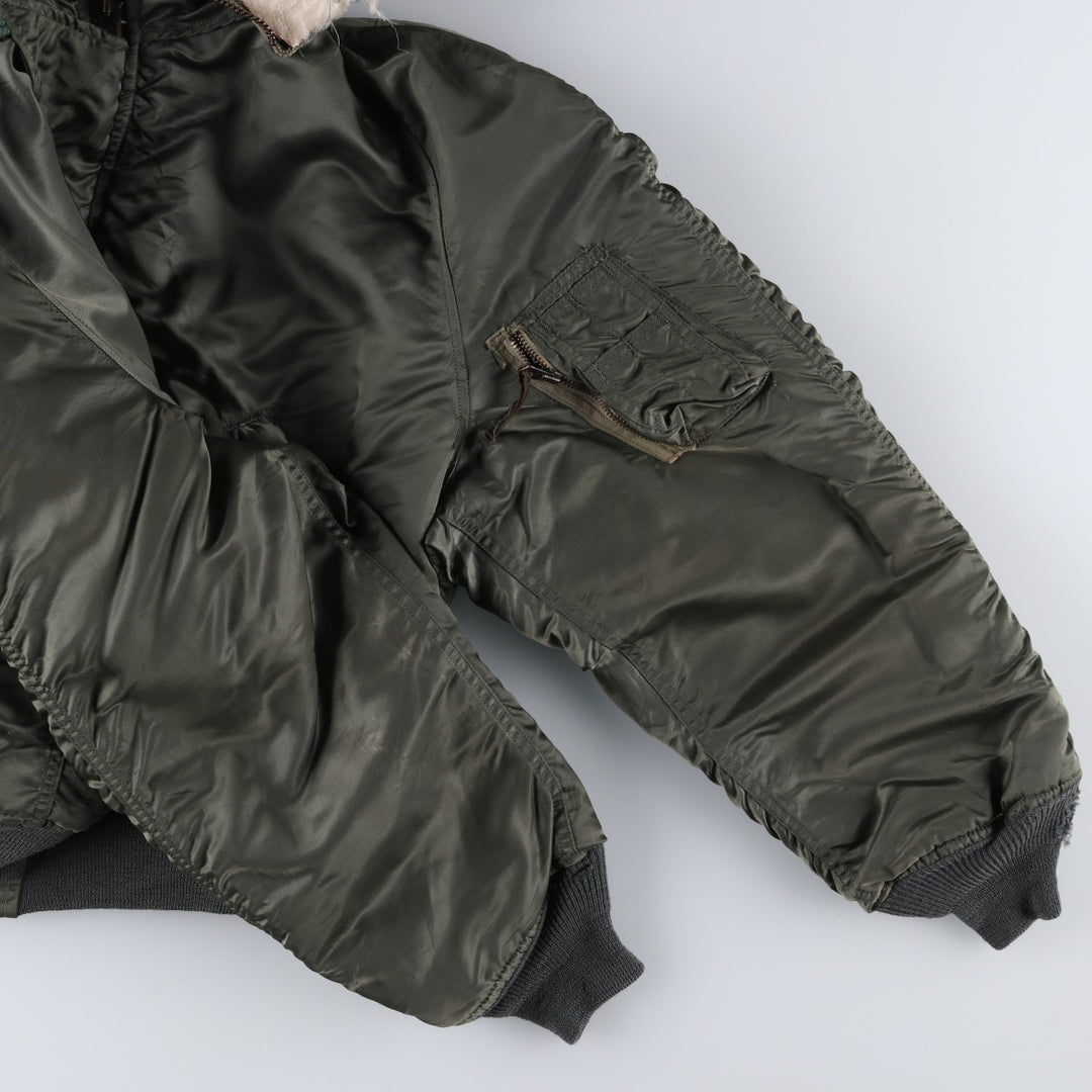 1970'S US Military Issue Padded Military Flight Jacket, Made in USA, Large (Men's L equivalent), Vintage unclear Khaki type Vintage Second Hand