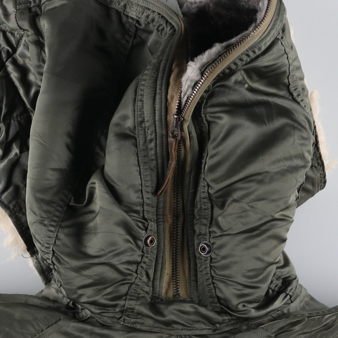1970'S US Military Issue Padded Military Flight Jacket, Made in USA, Large (Men's L equivalent), Vintage unclear Khaki type Vintage Second Hand