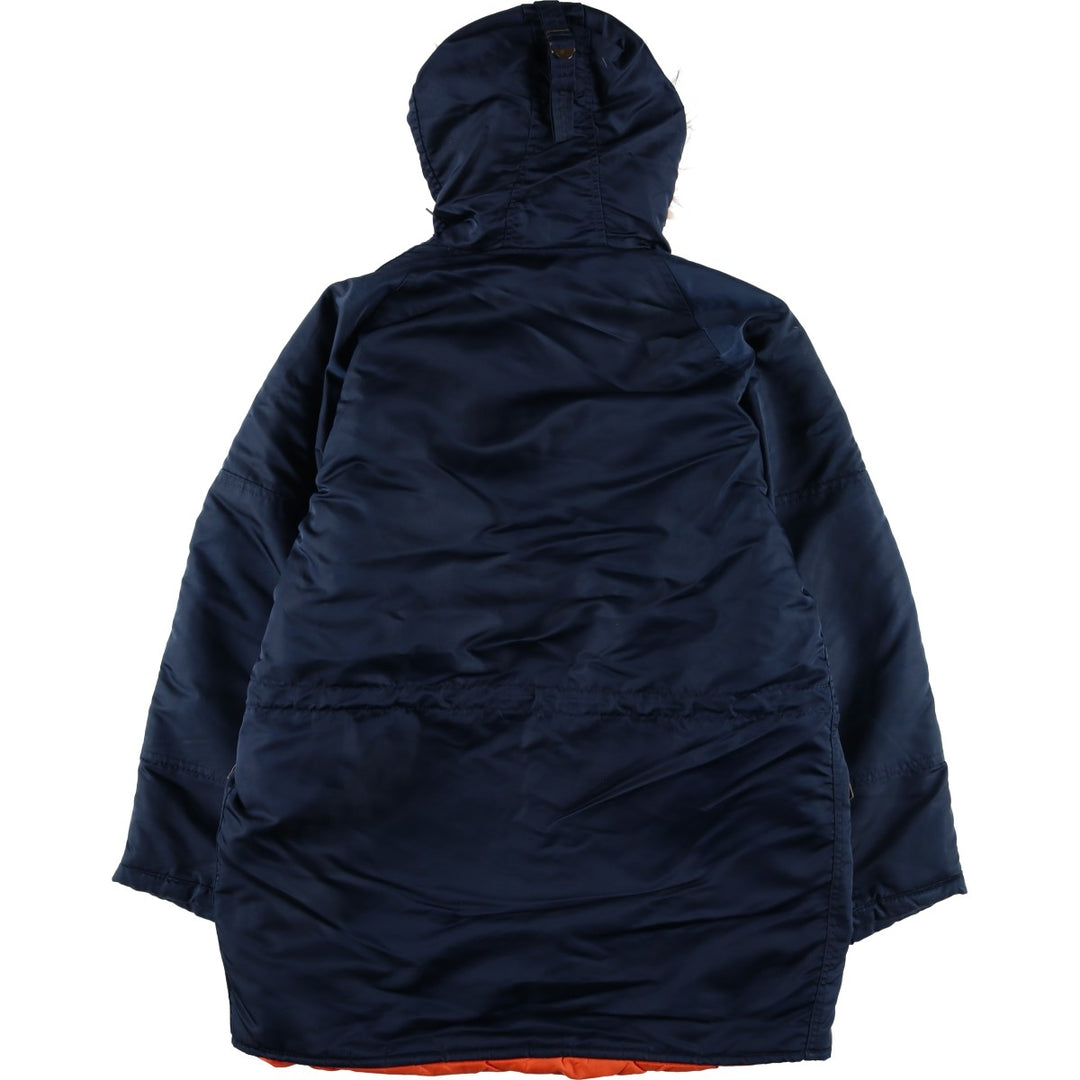 Civilian-made 70s-80'S GOLDEN FLEECE N-3B type padded military flight jacket, size 40 (equivalent to men's M). Nylon navy blue type Vintage Second Hand
