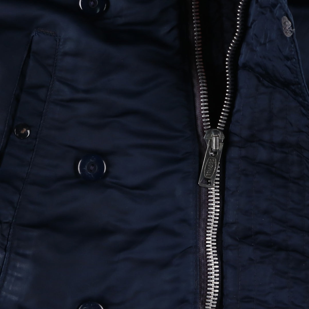 Civilian-made 70s-80'S GOLDEN FLEECE N-3B type padded military flight jacket, size 40 (equivalent to men's M). Nylon navy blue type Vintage Second Hand
