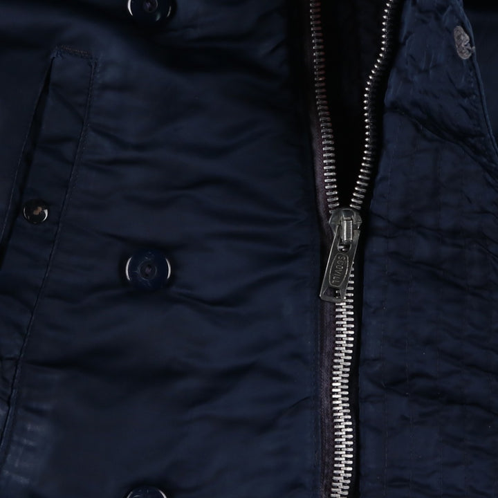 Civilian-made 70s-80'S GOLDEN FLEECE N-3B type padded military flight jacket, size 40 (equivalent to men's M). Nylon navy blue type Vintage Second Hand