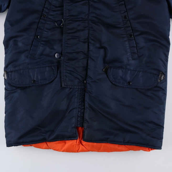 Civilian-made 70s-80'S GOLDEN FLEECE N-3B type padded military flight jacket, size 40 (equivalent to men's M). Nylon navy blue type Vintage Second Hand