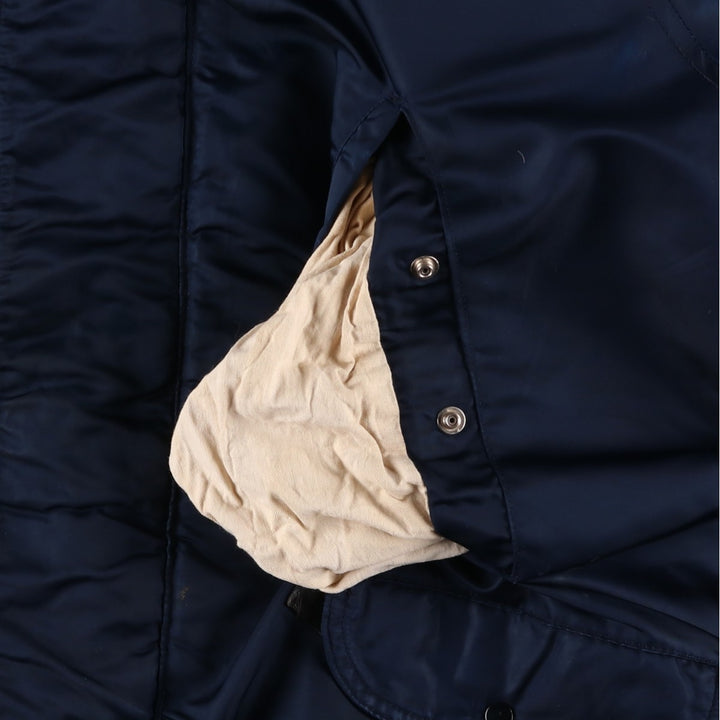 Civilian-made 70s-80'S GOLDEN FLEECE N-3B type padded military flight jacket, size 40 (equivalent to men's M). Nylon navy blue type Vintage Second Hand