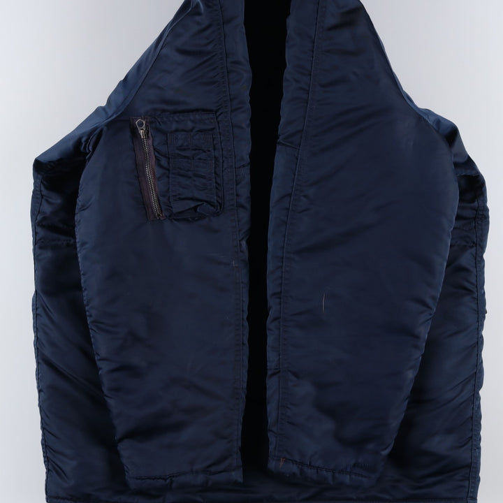 Civilian-made 70s-80'S GOLDEN FLEECE N-3B type padded military flight jacket, size 40 (equivalent to men's M). Nylon navy blue type Vintage Second Hand