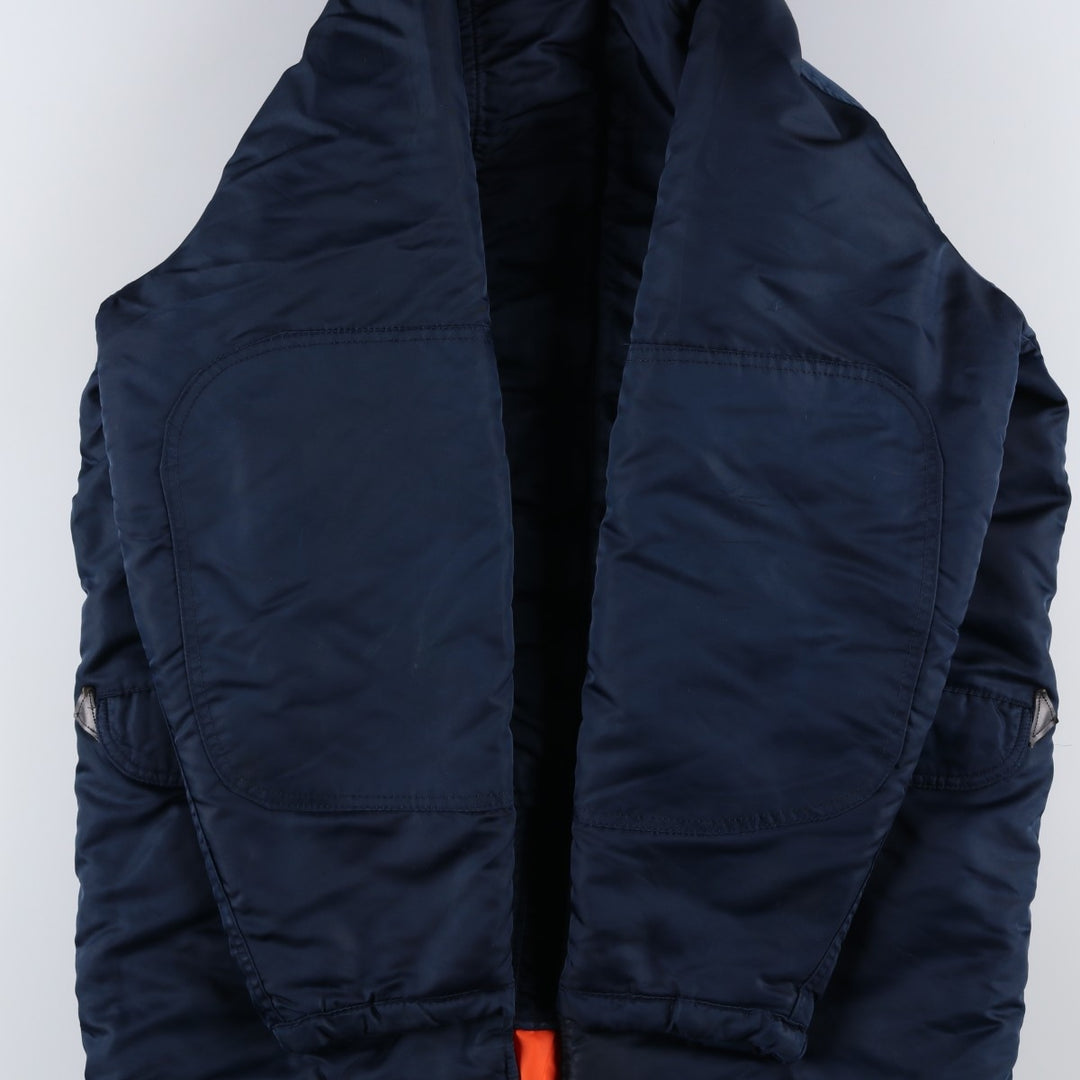 Civilian-made 70s-80'S GOLDEN FLEECE N-3B type padded military flight jacket, size 40 (equivalent to men's M). Nylon navy blue type Vintage Second Hand