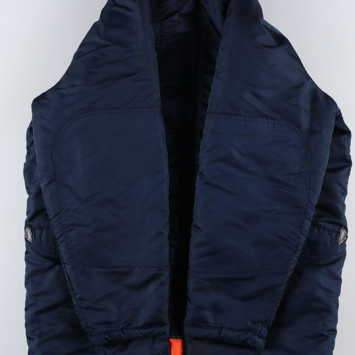 Civilian-made 70s-80'S GOLDEN FLEECE N-3B type padded military flight jacket, size 40 (equivalent to men's M). Nylon navy blue type Vintage Second Hand