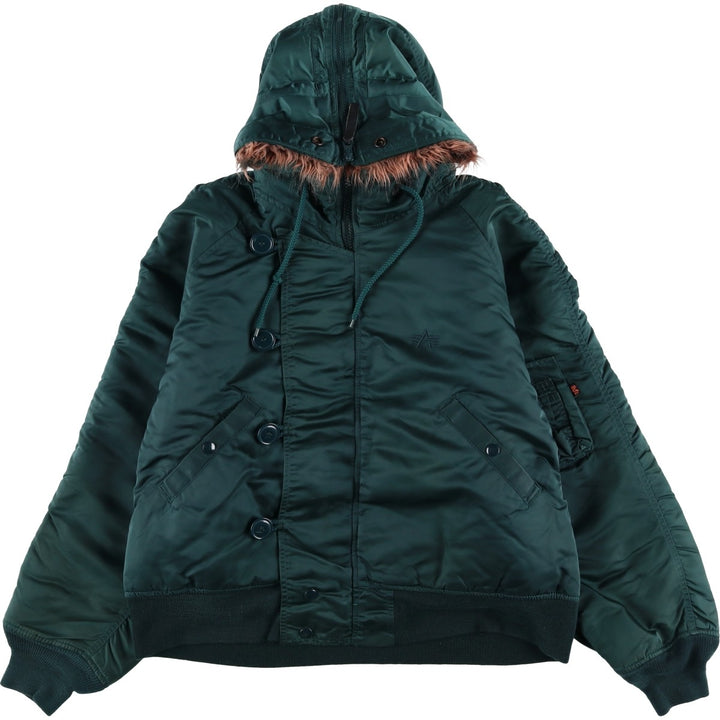 Civilian-grade Alpha Industries N-2B type padded military flight jacket, men's size M equivalent. Nylon blue type Vintage Second Hand