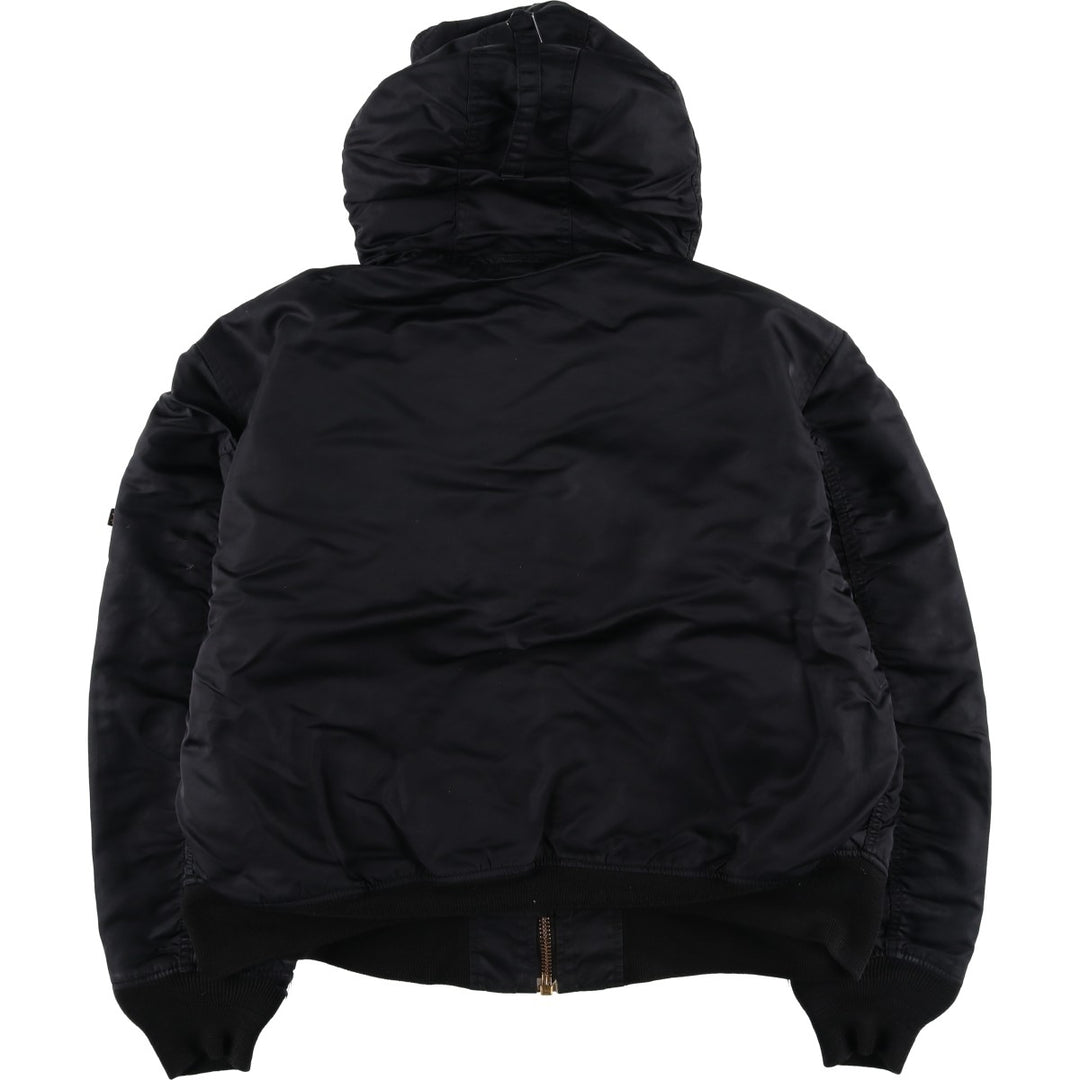Civilian-made Alpha Industries (ALPHA) padded hooded military flight jacket, men's size XL equivalent. Nylon black type Vintage Second Hand