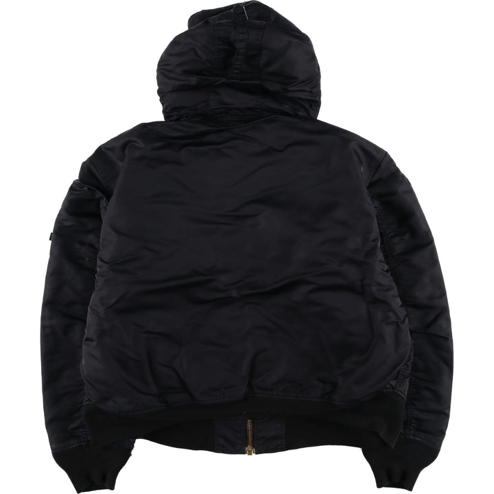 Civilian-made Alpha Industries (ALPHA) padded hooded military flight jacket, men's size XL equivalent. Nylon black type Vintage Second Hand
