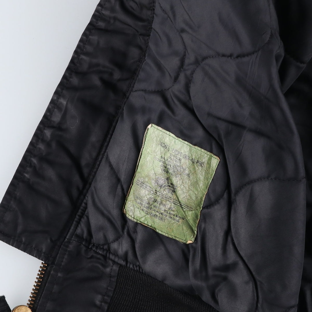 Civilian-made Alpha Industries (ALPHA) padded hooded military flight jacket, men's size XL equivalent. Nylon black type Vintage Second Hand