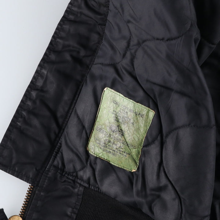 Civilian-made Alpha Industries (ALPHA) padded hooded military flight jacket, men's size XL equivalent. Nylon black type Vintage Second Hand