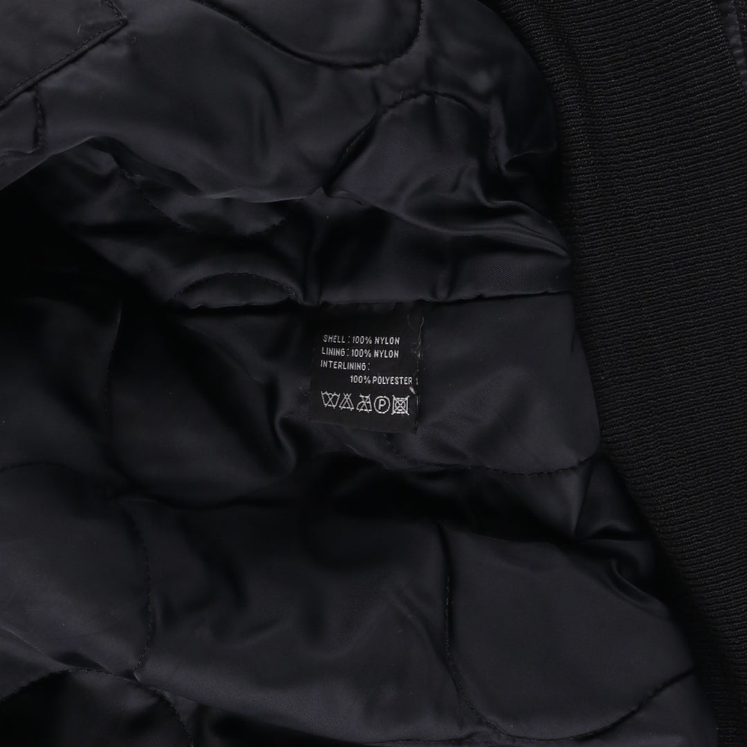 Civilian-made Alpha Industries (ALPHA) padded hooded military flight jacket, men's size XL equivalent. Nylon black type Vintage Second Hand