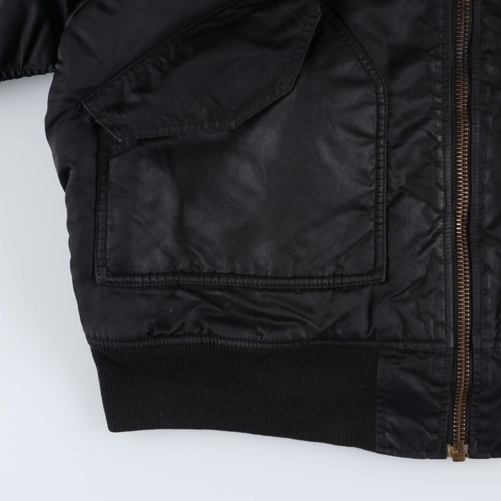 Civilian-made Alpha Industries (ALPHA) padded hooded military flight jacket, men's size XL equivalent. Nylon black type Vintage Second Hand