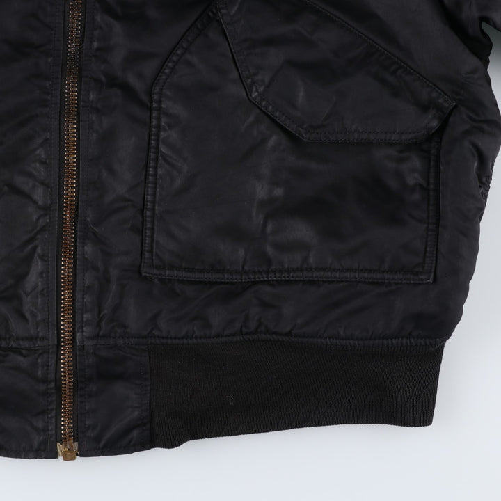 Civilian-made Alpha Industries (ALPHA) padded hooded military flight jacket, men's size XL equivalent. Nylon black type Vintage Second Hand
