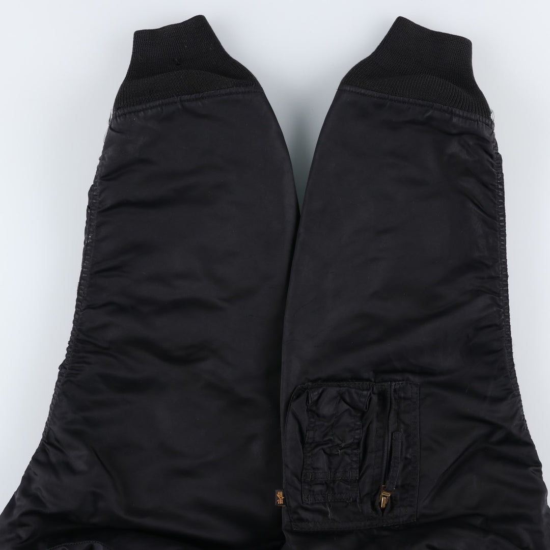 Civilian-made Alpha Industries (ALPHA) padded hooded military flight jacket, men's size XL equivalent. Nylon black type Vintage Second Hand
