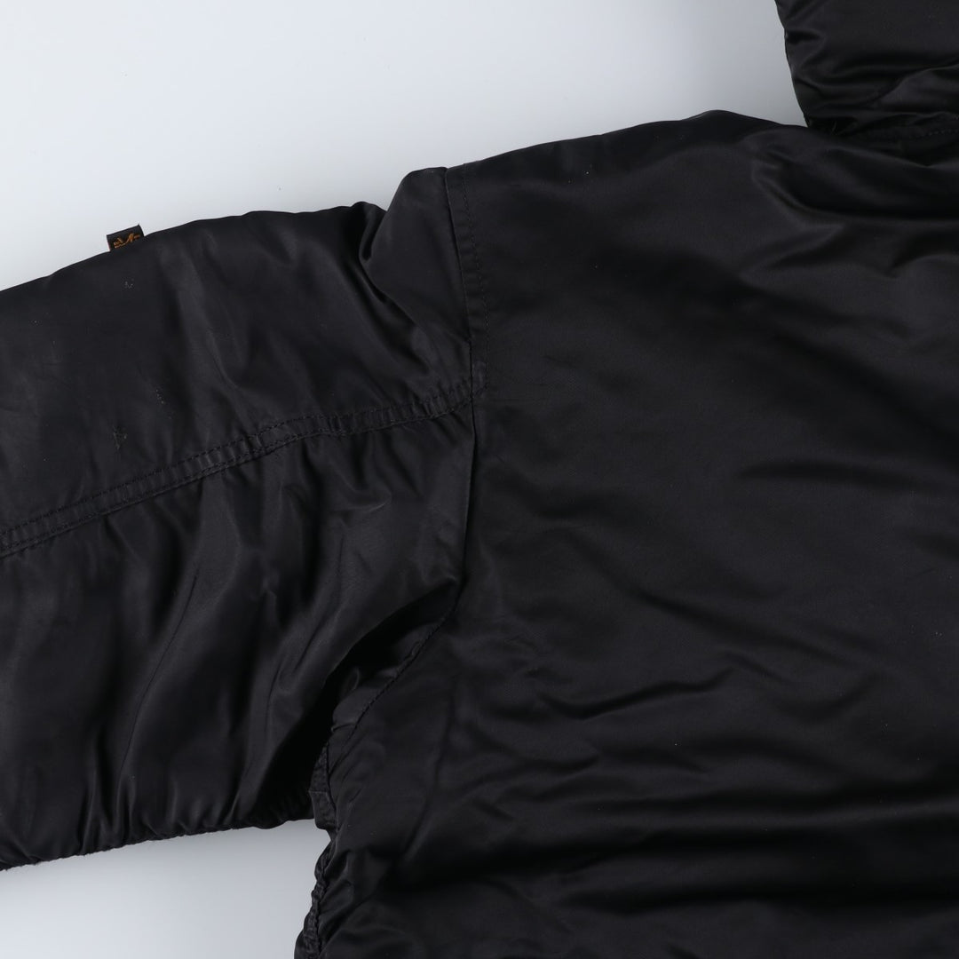 Civilian-made Alpha Industries (ALPHA) padded hooded military flight jacket, men's size XL equivalent. Nylon black type Vintage Second Hand