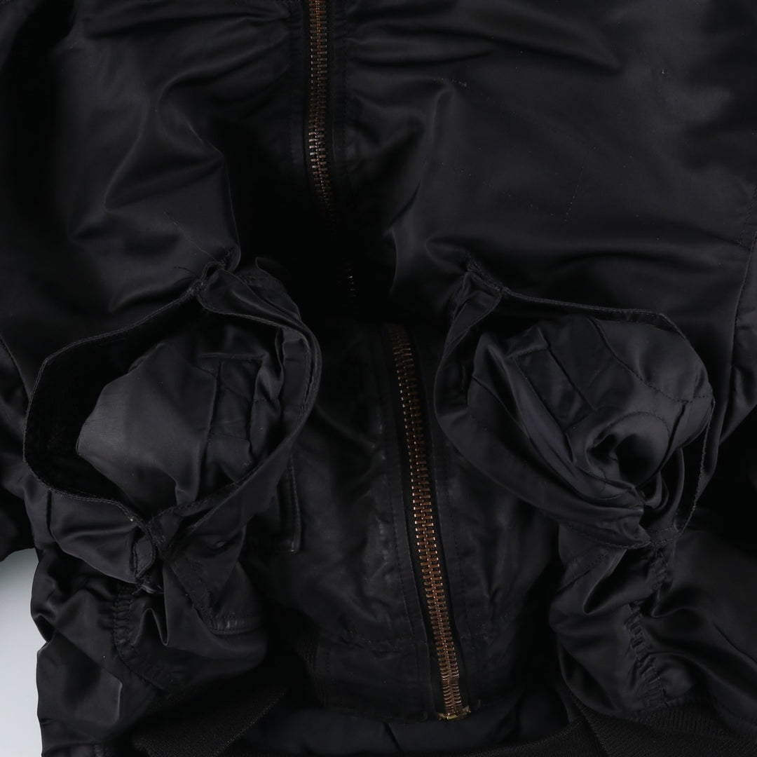 Civilian-made Alpha Industries (ALPHA) padded hooded military flight jacket, men's size XL equivalent. Nylon black type Vintage Second Hand