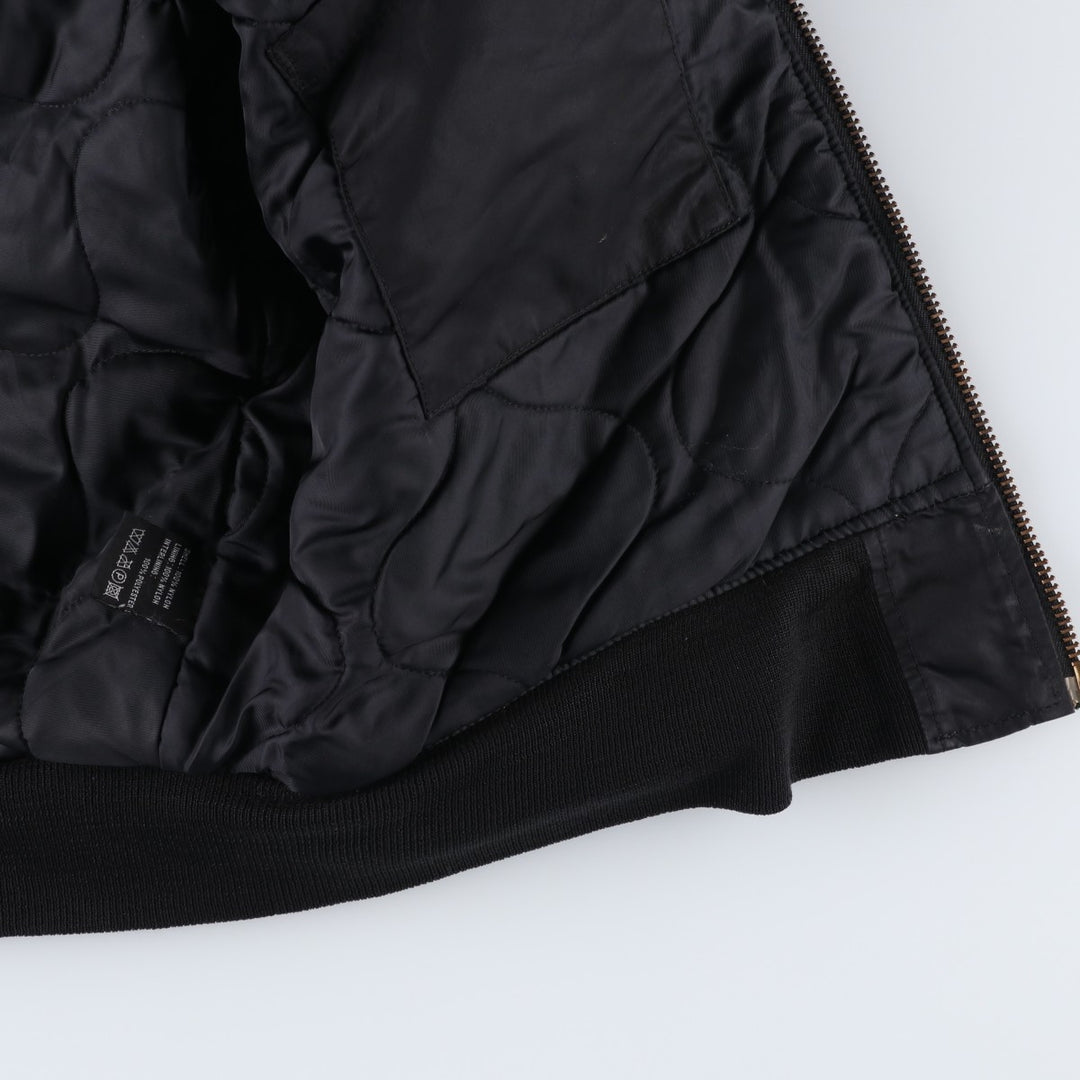 Civilian-made Alpha Industries (ALPHA) padded hooded military flight jacket, men's size XL equivalent. Nylon black type Vintage Second Hand