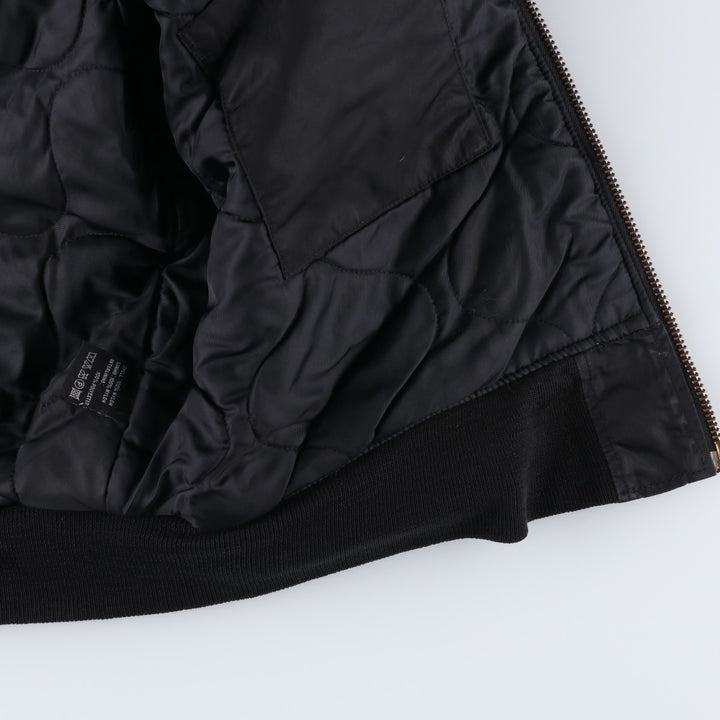 Civilian-made Alpha Industries (ALPHA) padded hooded military flight jacket, men's size XL equivalent. Nylon black type Vintage Second Hand