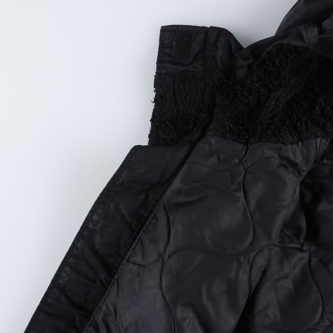 Civilian-made Alpha Industries (ALPHA) padded hooded military flight jacket, men's size XL equivalent. Nylon black type Vintage Second Hand