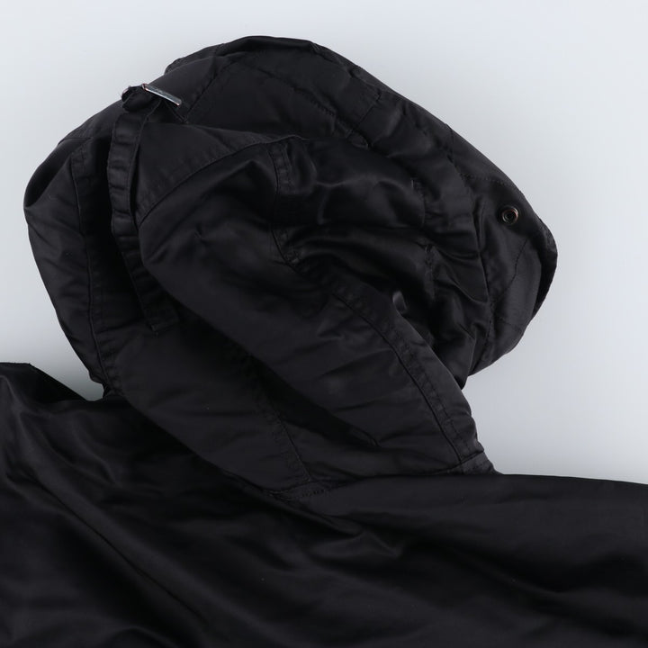 Civilian-made Alpha Industries (ALPHA) padded hooded military flight jacket, men's size XL equivalent. Nylon black type Vintage Second Hand