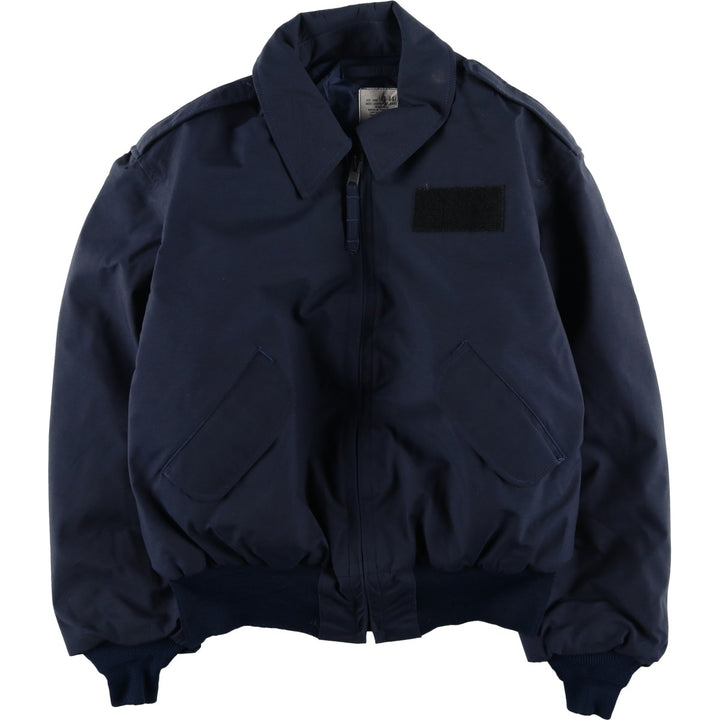 1990'S US Military Issue Security Police Jacket, Padded, Made in USA, Large (42-44), Men's Size L unclear navy blue type Vintage Second Hand