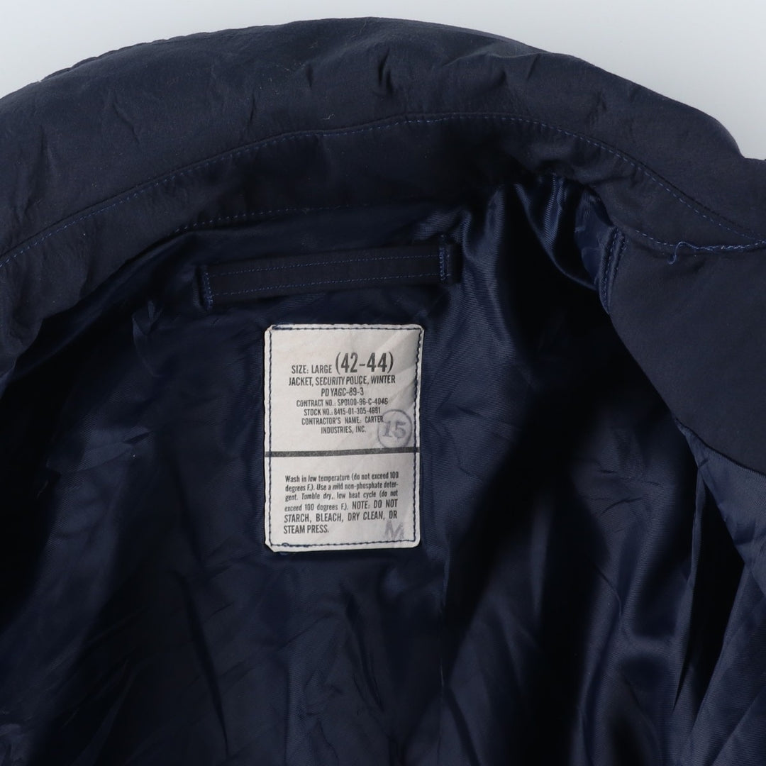 1990'S US Military Issue Security Police Jacket, Padded, Made in USA, Large (42-44), Men's Size L unclear navy blue type Vintage Second Hand