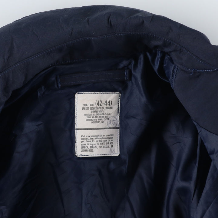 1990'S US Military Issue Security Police Jacket, Padded, Made in USA, Large (42-44), Men's Size L unclear navy blue type Vintage Second Hand