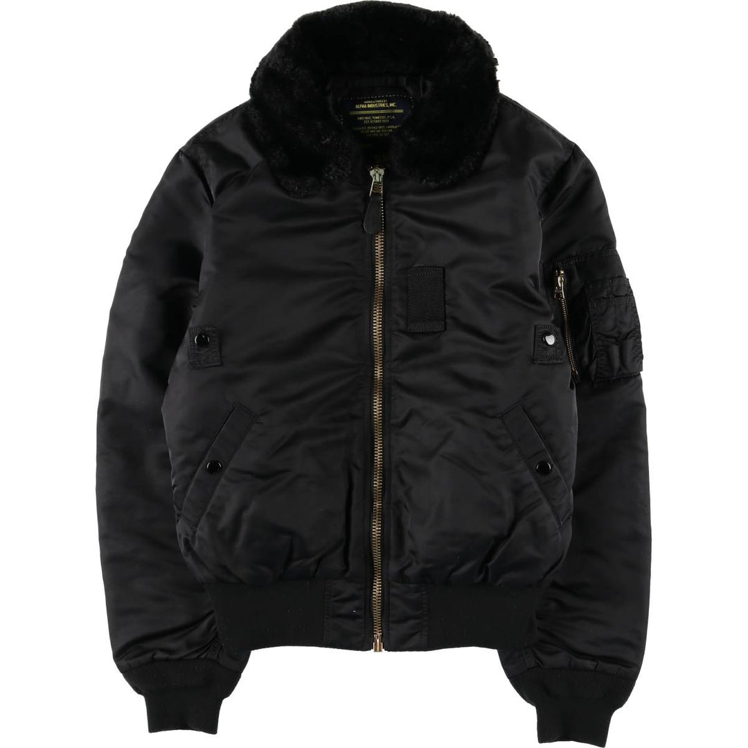 Civilian-made Alpha Industries B-15 type slim fit padded military flight jacket, men's size M equivalent. Nylon black type Vintage Second Hand