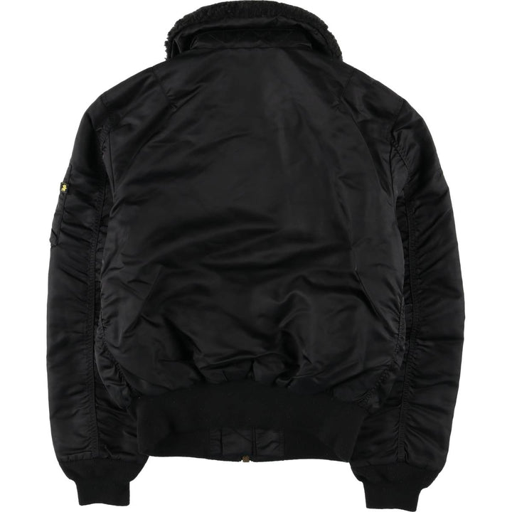 Civilian-made Alpha Industries B-15 type slim fit padded military flight jacket, men's size M equivalent. Nylon black type Vintage Second Hand