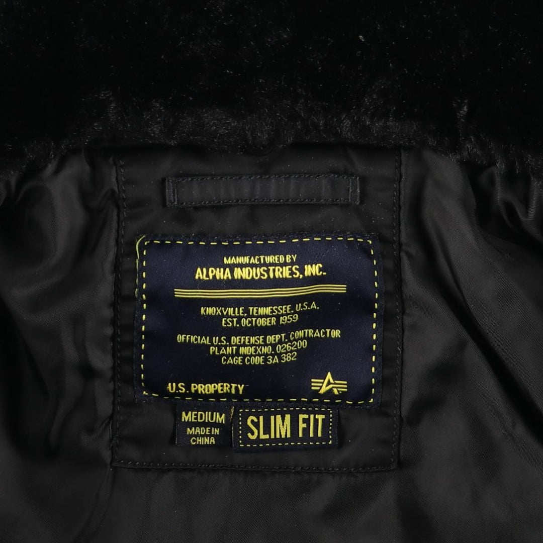 Civilian-made Alpha Industries B-15 type slim fit padded military flight jacket, men's size M equivalent. Nylon black type Vintage Second Hand