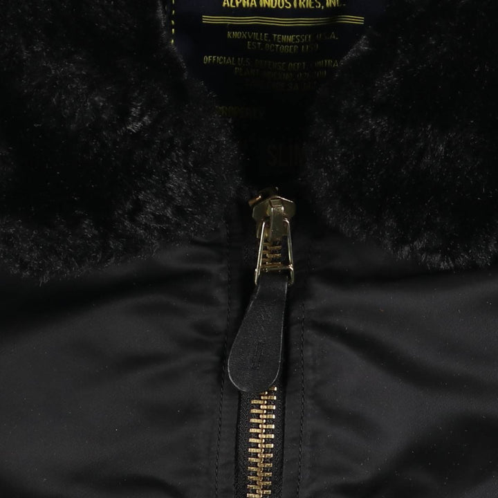 Civilian-made Alpha Industries B-15 type slim fit padded military flight jacket, men's size M equivalent. Nylon black type Vintage Second Hand