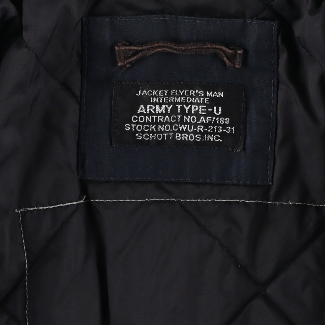 Civilian-made Schott TYPE-U padded military flight jacket, men's size XXL equivalent. unclear navy blue type Vintage Second Hand