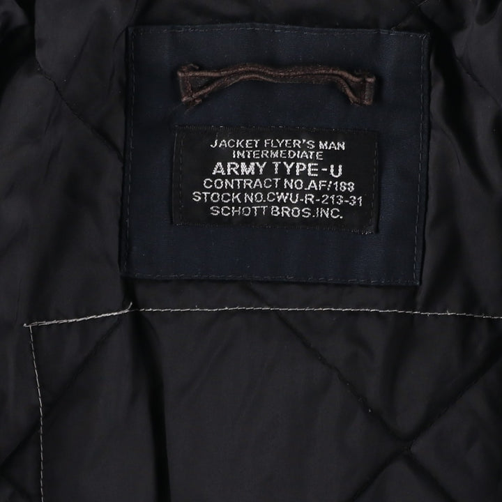 Civilian-made Schott TYPE-U padded military flight jacket, men's size XXL equivalent. unclear navy blue type Vintage Second Hand