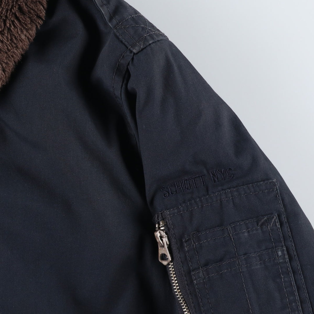 Civilian-made Schott TYPE-U padded military flight jacket, men's size XXL equivalent. unclear navy blue type Vintage Second Hand