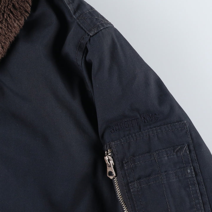 Civilian-made Schott TYPE-U padded military flight jacket, men's size XXL equivalent. unclear navy blue type Vintage Second Hand