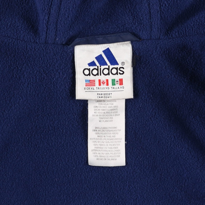 90s-00'S Adidas back logo padded hoodie puffer jacket, men's size XL (approx.) Nylon navy blue type Vintage Second Hand